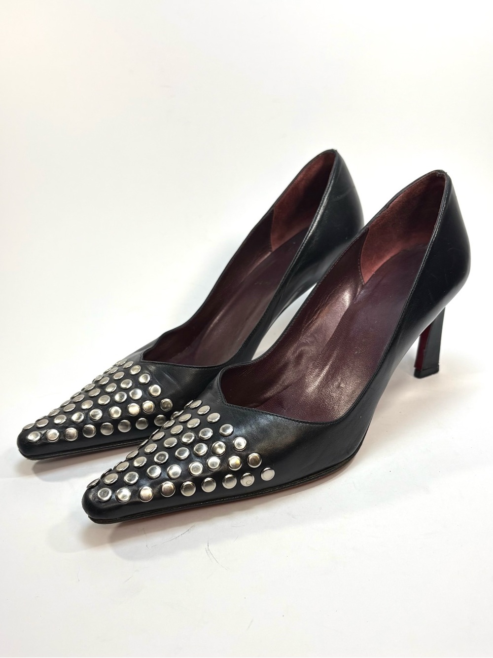 Ramon Tenza Black Leather Studded Pumps | 6B